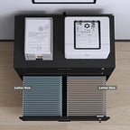 2 Drawer File Cabinet, Lateral File Cabinet with Lock, Rattan Wood Filing Organization Cabinet for Home Office, Black
