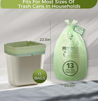 13 Gallon Compostable Trash Bags with Handle-Tie, Thick 0.87 Mil, 49.21 Liter, 30 Bags, Tall Kitchen Food Scrap Waste Bag, ASTM D6400, US BPI and OK Compost Home Certified