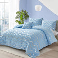 Blue/Silver Comforter Set Twin, Metallic Print Glitter Bedding Set Cute Shinny Bed Sets for Teen Girls Kids Women, 3 Piece (1 Pillowcase, 1 Decorative Pillow Sham)