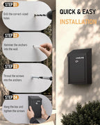 Uniclife Black Metal Donation Box, Wall Mounted Mailbox for Outside | Safe Suggestion Box with Key Lock, Steel Key Drop Box with Top Slot, Cash Box for Home Office and Business