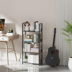 Bookshelf Storage Shelf Bookcase Freestanding Storage Stand Book Organizer for Living Room, Bedroom, Kitchen, Rust Resistance,Easy Assembly Multi-Functional Organizer (4 Tiers, Black)