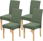 FORCHEER Chair Covers for Dining Chairs Set of 4,Jacquard Green Stretch Dining Room Chair Cover Kitchen Parsons Chair Slipcovers (Pack of 4, Jacquard Green)