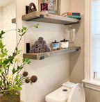 Rustic Shelves with J-Brackets Set of 2, Industrial Shelf, Kitchen Shelves, Solid Wood, Decorative Wall Storage, Heavy Duty, URBANDI (Grey, 36Wx6D)