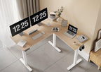 Claiks L Shaped Standing Desk Adjustable Height, Dual Motor Electric Corner Standing Desk, 63x55 inch Sit Stand up Desk with Splice Board, White