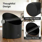 Espresso Knock Box Large Capacity - 15 Pucks Coffee Knock Box with Barista Towels, Removable Knock Bar & Non-Slip Base, Anti-Splash Steel Coffee Puck Bin for Home, Espresso Accessories, Black