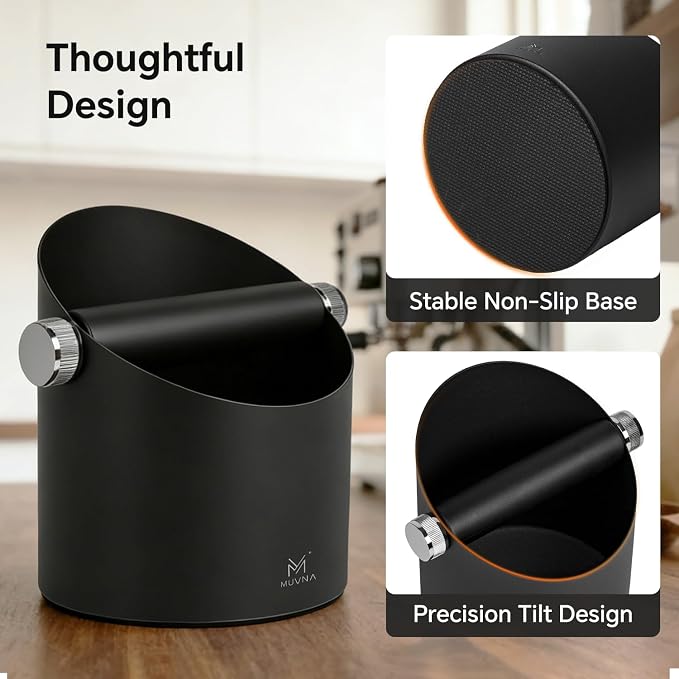 Knock Box Espresso Accessories - 15 Espresso Pucks Steel Espresso Machine Tools for Coffee Ground with Removable Knock Bar, Non-Slip Base, Anti-Splash Coffee Puck Bin for Barista, Black