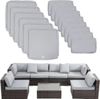 ClawsCover 14Pack Outdoor Patio Seat and Back Cushions Replacement Covers Fit for 7Pieces 6-Seater Wicker Rattan Sectional Couch Chair Furniture Set,Gray-Include Cover Only (Small)
