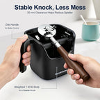 Ourokhome Espresso Knock Box with Lid, Compact Coffee Grounds Container for Home Coffee Bar, Removable Knock Bar, 304 Stainless Steel Exterior, Non-Slip Base & Handle, Easy Clean (Black)
