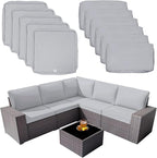 ClawsCover 11Pack Outdoor Seat and Back Cushions Replacement Covers Fit for 5-Seater 6 Pieces Wicker Rattan Patio Conversaton Set Sectional Couch Chairs Furniture,Gray-Include Cover Only