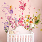 Set of 3 Sheets Size 40x12 Inch Spring Summer Window Cling Sticker Angels, Flowers, and Butterfly Window Stickers, Spring and Summer Decor, Wall, Window Glass Display Stickers (Fairy Theme)