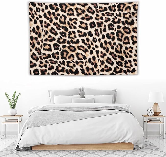 HZOHNAGO Leopard Print Tapestry Rustic Brown Leopard Wild Animal Printed Wall Tapestry Painting Wall Hanging for Bedroom Living Room Dorm 60" W x 40" H