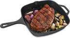Jim Beam , Pre Seasoned Cast Iron Square Skillet with Ridges, 16", Black