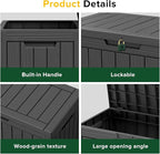 45GAL Black Outdoor Storage Deck Box with Secure Lock Hole - Weatherproof, SGS Certified UV Resistance, Suitable for Pool Toys and Patio Decor Storage, Features Sturdy Side Handles for Easy Transport