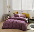 Purple Comforter Set King Grape Color Bedding Set 3 Pieces Solid Purple Comforter Set Hotel Quality Lightweight Women Comforter Set King Breathable Purple Bed Comforter Set King