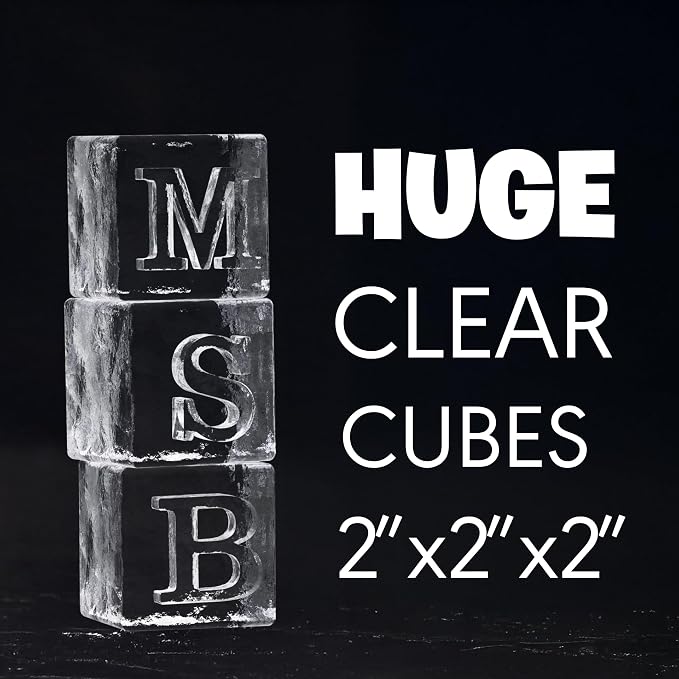 Letter B Monogram Clear Ice Cube Maker, 2" Big Ice Cubes Mold for Whisky and Cocktails, Large Initials Silicone Ice Cube Tray Personalized Gifts for DAD Gifts for Men (Letter B)