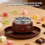 Dpofirs 2 in 1 Electric Fondue Set & Smores Maker Tabletop Indoor Kit, with 4 Forks & 4 Trays, Smores Station Chocolate Melting Pot - Date & Movie Night Supplies (Coffee Color)