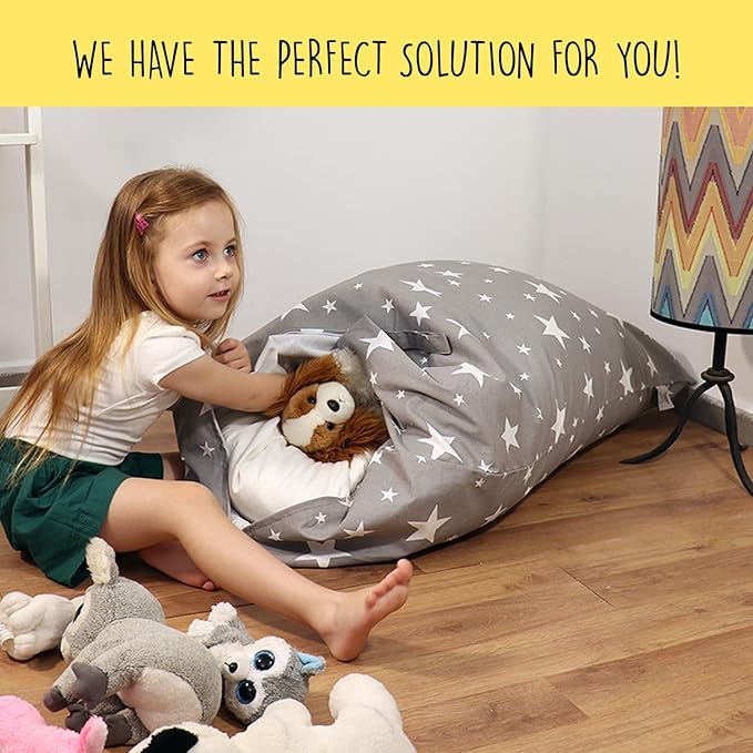 stuffed animal storage, bean bag chairs for kids, 100% Cotton Washable plush animal storage. room organization for stuff animal, Linens, Quilts & Pillows | Triangular | Twinkle Twinkle