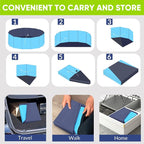 Dog Pool, Foldable Pet Swimming Pool with 6mm High-Strength PP Board, Hard Plastic Collapsible Doggy Pools for Small Dogs Kitty Duck, Non-Slip Doggie Bathtub Quick to Set Up and Drainage Hole, 48"