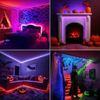 Lepro RGB LED Light Strips 32.8ft, Christmas Decorations, 5050 LED Color Changing Tape Light with 44 Key Remote and 12V Power Supply for Bedroom, TV Backlight, Kitchen, Bar