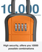 Puroma Key Lock Box Outdoor 4 Digit Code Combination Lockbox House 1 Orange | For Contractors Guest Realtor Storage Keys, Portable, Home Wall Mount, Resettable, Combination, Weatherproof, High-capacity