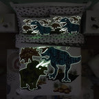 KALEIDOSPACE Gilrs Boys Bedding Sets Twin, 5 Piece Glow in The Dark Dinosaur Bed in A Bag-1 Comforter,1 Pillow Sham, 1 Pillowcase, 1 Flat Sheet, 1 Fitted Sheet