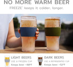 Host Freeze, Frozen Mugs, Freezable Pint Set, Beer Keep Your Drinks Cold, Double Walled Insulated Glasses, Tumbler for Iced Coffee, 16oz, Set of 2, Marble