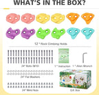 TOPNEW 12PCS Climbing Holds for Kids, Rock Wall Climbing Kit with Hardware for Indoor and Outdoor Climbing Wall, Pastel Color