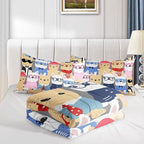 Datura home Dog Comforter Beddding Set for Kids Children,Puppy Pug Cute Dog Pattern Cartoon Career Pet Bedding Set with 1 Comforter and 2 Pillowcases(Dog Twin)