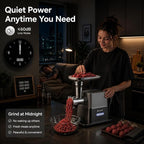AAOBOSI Meat Grinder Electric 3000W Max with 60dB Quiet DC Motor, Auto-Reverse & Storable Food Pusher - 3 Speed Settings,Grinding, Sausage & Kibbe Making for Home Use