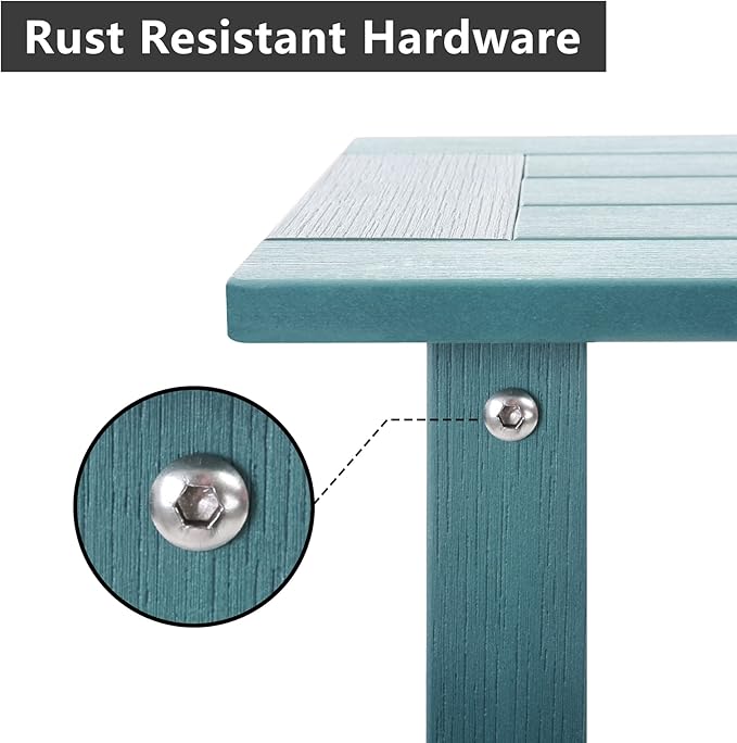 Double Adirondack Side Table Weather Resistant, Outdoor Rectangular End Table for Adirondack Chair, Aruba
