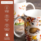 Maison d' Hermine Coffee Mug with Handles Tea Cups (15 Ounce, Pack of 2) | Fine Bone China Coffee Mugs for Hot Beverages Cappuccino Latte Home Restaurant Hotel Spring Summer -Sous-Bois