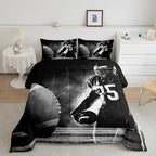Erosebridal Football Down Comforter for Kids Boys Girls Teens Sports Theme Comforter Set Soccer Pattern Duvet Insert Football Match Bedding Set Youth Bedroom Decor Quilted with 2 Pillowcase,King