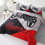 KAKKI 4 Piece Boys Twin Gamer Comforter Set with Sheets, 3D Colorful Video Game Controller Comforter for Kids Teen, All Season Soft Microfiber Gaming Bedding Set(Red,Twin)