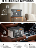 Portable Power Station 700W,577Wh Solar Generator Surge 1000W Pure Sine Wave 120V AC DC Outlets,Battery Powered Generator Home Backup Battery for CPAP,Home Emergencies,Camping,RVs,Blackout