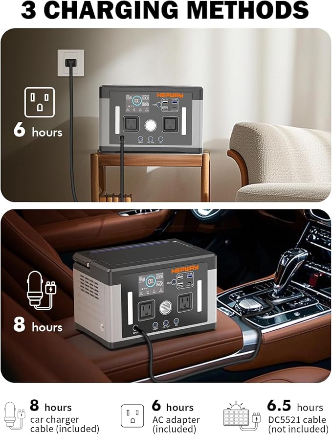 Portable Power Station 700W,577Wh Solar Generator Surge 1000W Pure Sine Wave 120V AC DC Outlets,Battery Powered Generator Home Backup Battery for CPAP,Home Emergencies,Camping,RVs,Blackout