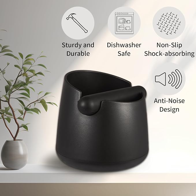 IAOSEN Knock Box Large Capacity Design Espresso Knock Box Shock-absorbent Knock Box Espresso with Removable Knock Bar and Non-Slip Base Espresso Accessories for Home/Office