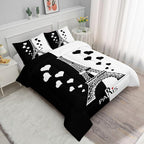 Datura home Kids Comforter Set Eiffel Tower Printed Pattern Bedding Set with 1 Comforter and 2 Pillowcases for Girls Boys Bedroom All Season(Tower1 Queen)