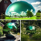 12 Inch Stainless Steel Gazing Globe,v2croft Hollow Ball Mirrored Surface Polished Shiny Sphere,Garden Stainless Steel Gazing Ball for Outdoor Lawn Pond Yard Ornament(Green)