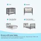 Graco Teddi 4-in-1 Convertible Mini Crib with Bonus Water-Resistant Mattress (Black) – GREENGUARD Gold Certified, 2.75-Inch Mattress Included, Convenient Size, Easy 30-Minute Assembly