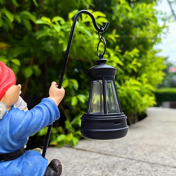 Garden Gnome Statue Riding Turtle - Garden Gnomes Decorations with Solar LED Lights, 7.9" Outdoor Resin Figurine Ornament for Patio, Yard, Funny Lawn Decor (Colored)