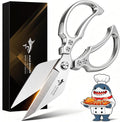 MAD SHARK Heavy Duty Kitchen Shears, Sharp All Purpose Kitchen Scissors | 8mm German Steel Poultry Shears for Chicken, Meat, Turkey, Seafood & Vegetables, Dishwasher Safe, Ergonomic, Silver