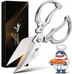 MAD SHARK Heavy Duty Kitchen Shears, Sharp All Purpose Kitchen Scissors | 8mm German Steel Poultry Shears for Chicken, Meat, Turkey, Seafood & Vegetables, Dishwasher Safe, Ergonomic, Silver