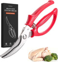 Poultry Shears, Kitchen Shears with Spring Loaded, Heavy Duty Poultry Scissors for Meat, Chicken,Turkey, Anti-Slip Handle,Safety Lock,Dishwasher Safe