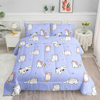 Datura home Purple Kawaii Cat Comforter Bedding Set for Girls Kitten Purple Print Cute Animal Pattern with 1 and 2 Pillowcases Bedroom All Season(Cat Purple Twin), Twin 68x86inches