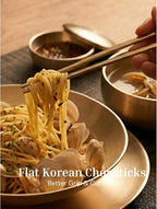 ONGI Korean Spoon and Chopsticks Set, Flat Korean Chopsticks, Premium 18/10 Stainless Steel, Turtle Symbol Design, Made in Korea, Dishwasher Safe, Meaningful Korean Gift (TT Gold 2 Set)