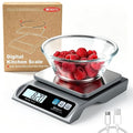 BOMATA 0.1g High Precision Food Scale, USB Rechargeable, 13lb Digital Kitchen Scale with Removable Stainless Steel Pan, Backlit LCD Display, for Cooking, Baking B621 Grey