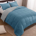 Basic Beyond King Size Comforter Set - Fluffy King Bed Comforter Set for All Seasons - Reversible Blue Comforter Set King - 3 Pieces (1 Comforter + 2 Pillow Shams) - Blue/Grey