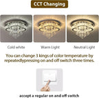 Crystal LED Ceiling Light Chandelier, Modern Flush Mount Lighting Fixture Ceiling Lamp for Living Room, Dining Room, Bedroom, Kitchen Island, Entryway