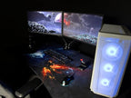 Arozzi Arena Special Edition Ultrawide Curved Gaming and Office Desk with Full Surface Water Resistant Desk Mat Custom Monitor Mount Cable Management Cut Outs - Omega