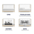 GAP babyGap Tate 4-in-1 Convertible Crib - Greenguard Gold Certified, Bianca White/Natural